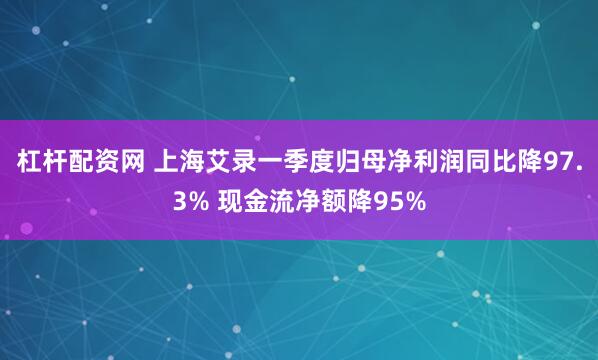 杠杆配资网 上海艾录一季度归母净利润同比降97.3% 现金流净额降95%